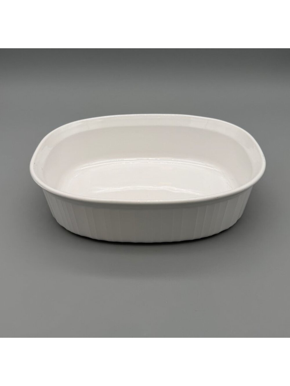 Corning Ware F-2-B 2.8 Liter Oval Casserole Dish French White Ribbed Baking Dish